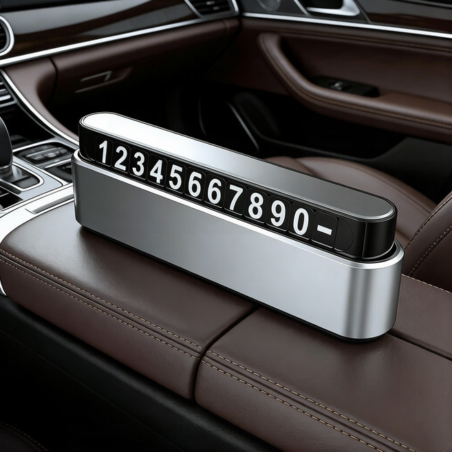 HERON 버튼식 원터치 숨김형 주차 번호판 고급 대시보드 액세서리, 1개, 은색