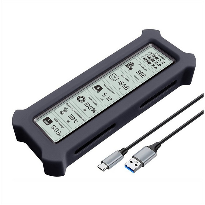 M2 SSD 케이스 SATA 프로토콜 M.2 SSD 인클로저 5Gbps 디스플레이 화면 지능형 디지털 USB3.2 Gen2 유형 C 디스크 박스, 2개, 에이