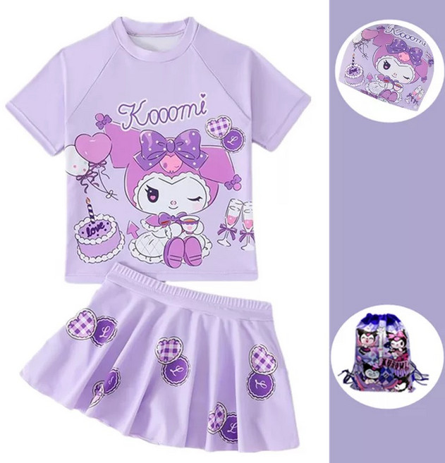 라움리에 여아 산리오 시나모롤 쿠로미 마이멜로디 키티 투피스 치마바지 수영복