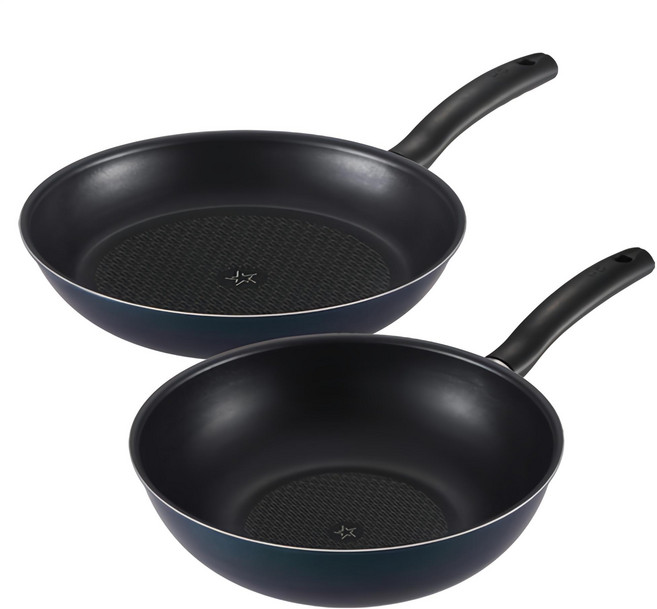 해피콜 이지스트 다이아몬드 후라이팬 B 세트 2종, 블루, 프라이팬 28cm + 궁중팬 28cm, 1세트