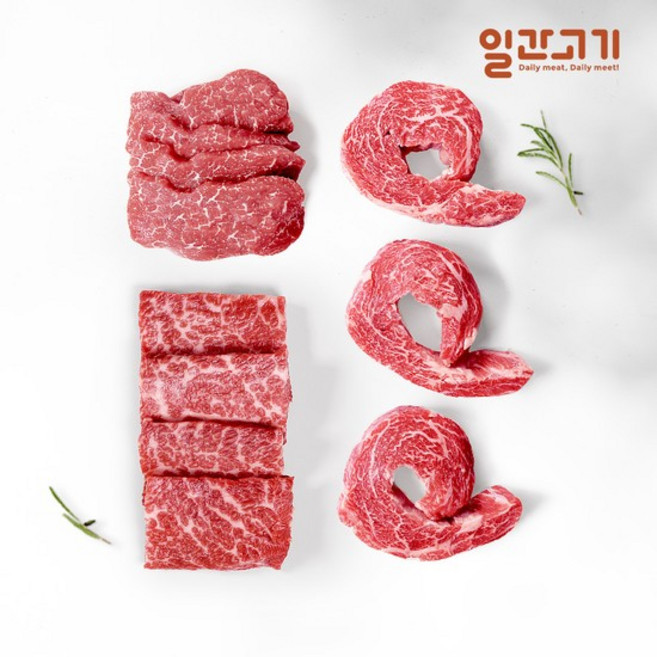 [일간고기][냉장] 1등급 암소한우 구이세트 500g (새우/살치/알등심), 없음