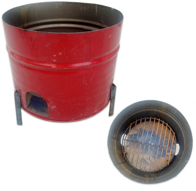- 소각통 드럼통 소각로 현장 화목 난로 화덕 야외 전원 공사현장, 1개, 현장화목난로