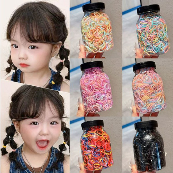 올데이굿즈 예쁜 영유아 어린이 대용량 헤어 머리끈 머리 고무줄 1000개입 이지컷팅칼 증정