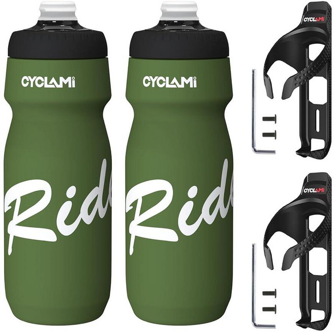 CYCLAMI Bike Water Bottle 650ml with Bottle Cage for AirTag Holder – BPA-Free Leakproof Squeeze Cy, CYCLAMI Bike Water Bottle 650m