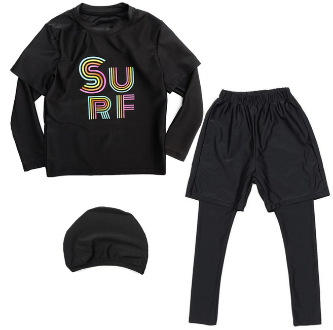 UPPERCUT 키즈 수영복 래쉬가드 주니어 래쉬가드 남아 여아 수영복 남녀공용 + 수영모