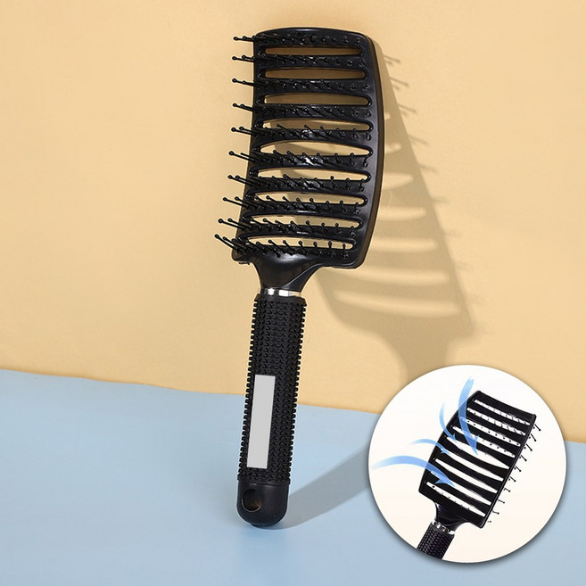 트리에 뿌리 헤어 브러쉬 볼륨 빗, 1개, 블랙