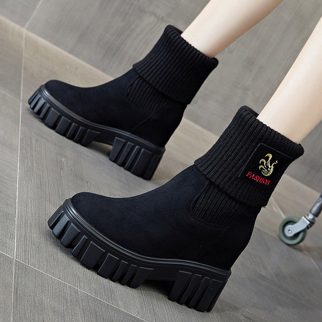 셀럽당 여성 워커 추동 양말부츠 키높이 앵클부츠 U0618-KR