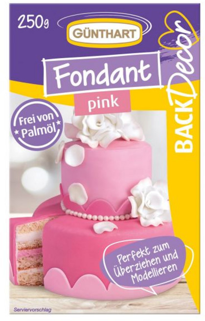 Günthart 귄트하트 백데코르 250g 블루 폰던트 100 비건 팜 오일 무첨가 찢어짐 방지 케이크 커버용 모델링용 적합 1개 묶음 1 x, 250 g (1er Pack), Pink