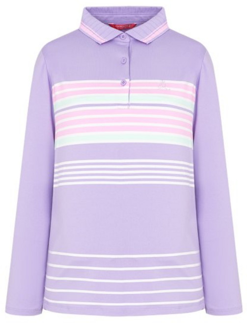 [크로커다일레이디 NC13] 크로커다일레이디 80% 봄 상품 줄무늬 패턴 카라 긴팔 티셔츠 CLDSTS203 라이트 바이올렛