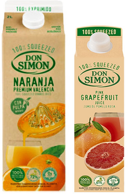 돈시몬 100%착즙주스 오렌지2L 1개+자몽1L 1개 (총2개) 음료수생과일어린이, 1.5L, 2개