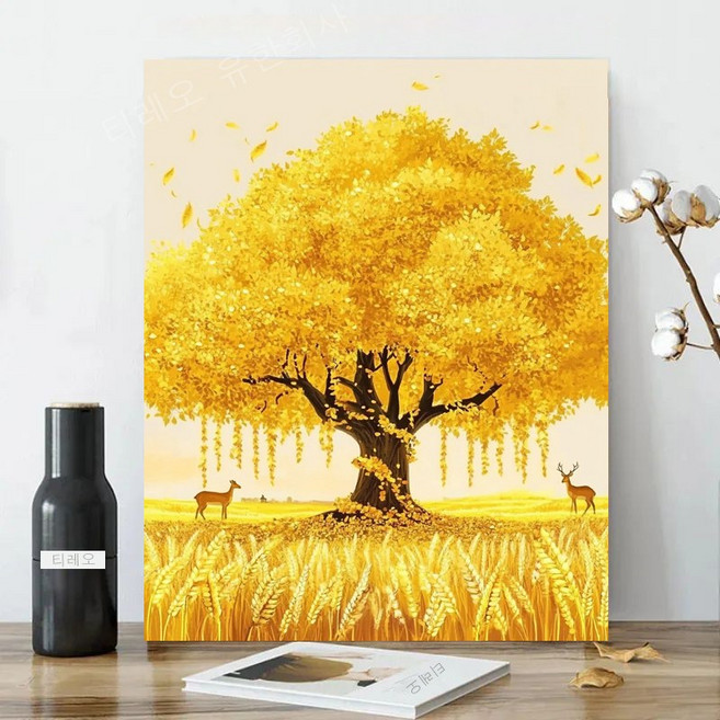 보석십자수 액자 캔버스 일체형 풍수 인테리어 원형비즈 DIY 키트 40x50cm, 1개, 01황금재물 금전수