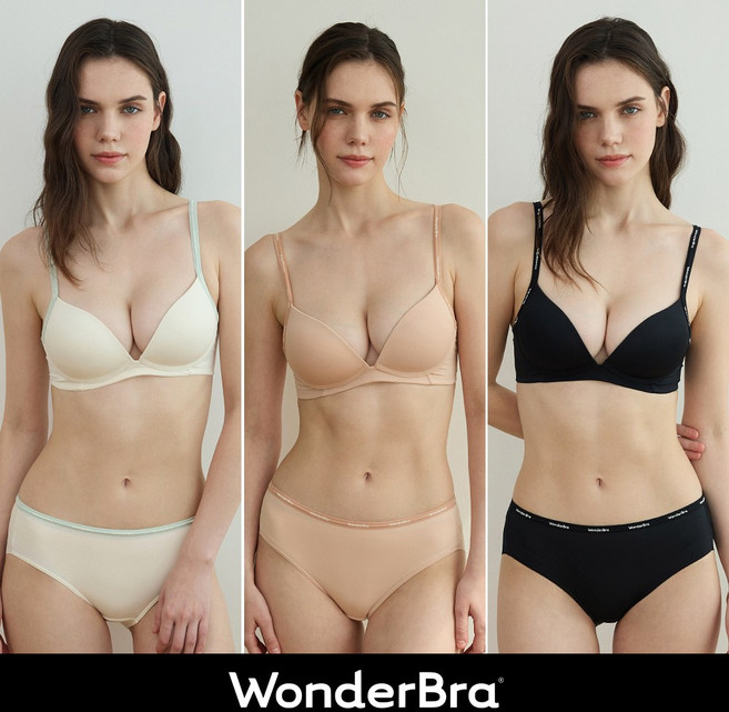 [Wonderbra] 투톤 노와이어 브라팬티 6종세트 크림+베이지+블랙 WBW5N343536_T
