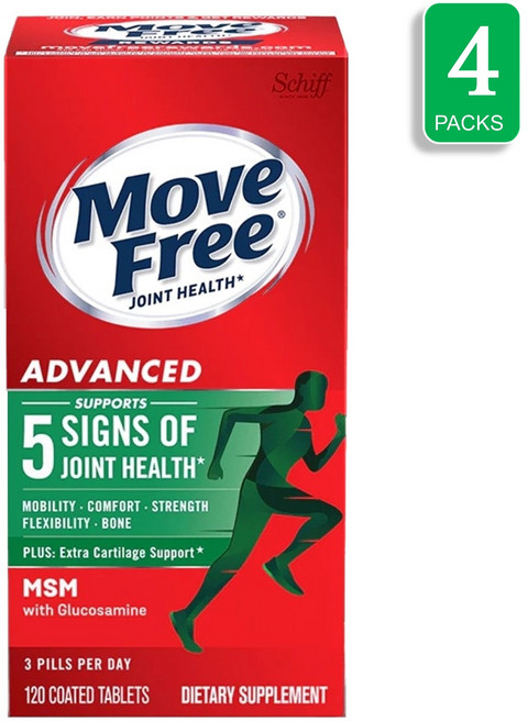 Schiff Move Free 무브프리 조인트 헬스 플러스 MSM with Glucosamine & Chondroitin, 4개, 120정
