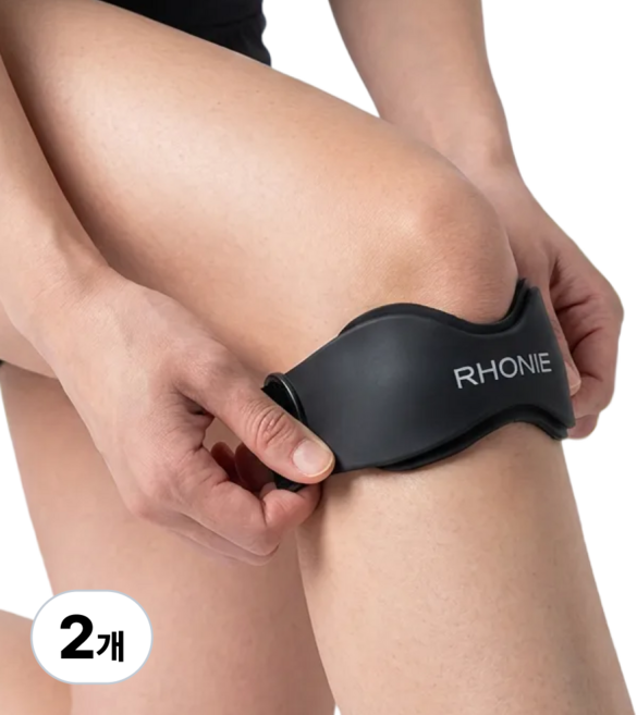 로니에 착붙는 실리콘 슬개골 무릎보호대, 블랙, 2개