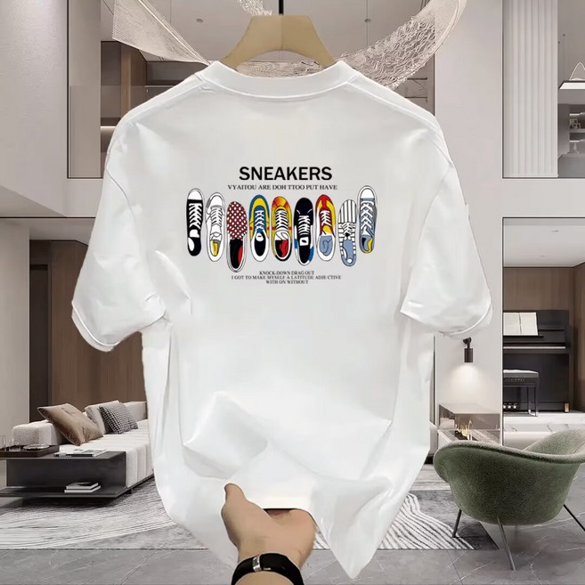 남자프린팅반팔티 오버핏반팔티스티 빅사이즈 뒷면프린팅이예쁜티 6820