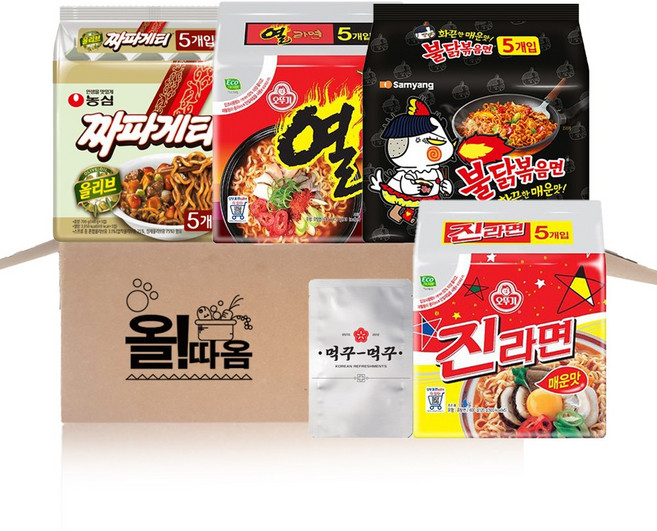 농심 삼양 팔도 멀티라면 기획세트 진라면매운맛5입+열라면5입+불닭볶음면5입+짜파게티5입+먹꾸먹꾸 라면후레이크1, 1개