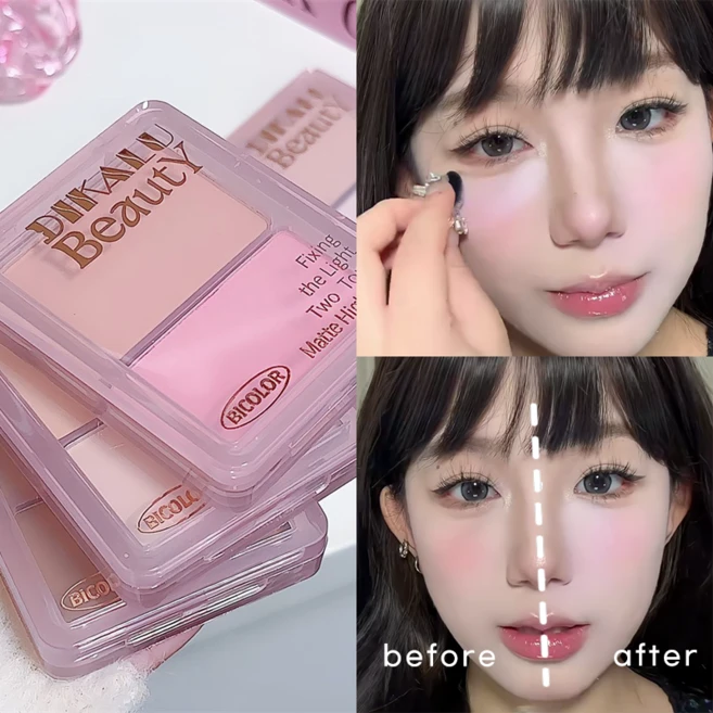 3D 얼굴 하이라이트 톤업 하이라이터 꺼진얼굴보정 하이라이트 글로우 블러셔 페이스 볼륨 다크서클 컨실러 코 하이라이트 30초 눈물고랑 커버 더블 컬러, 1개, 03#핑크볼륨 - 쿠팡