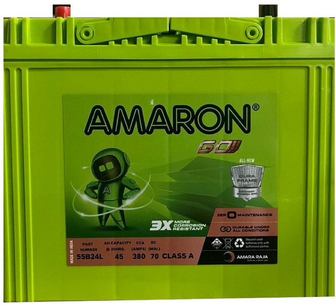 AMARON 愛馬龍【55B24L R RS LS】日規車用電瓶 免加水 銀合金汽車電池 充電快速, 1個, 愛馬龍-55B24L
