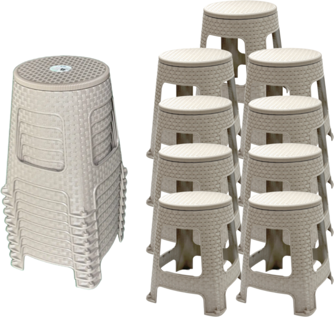 [나코] 플라스틱 라탄의자 간이 보조 테라스 원형 회전의자 카페, 9개, 회전의자 모카그레이