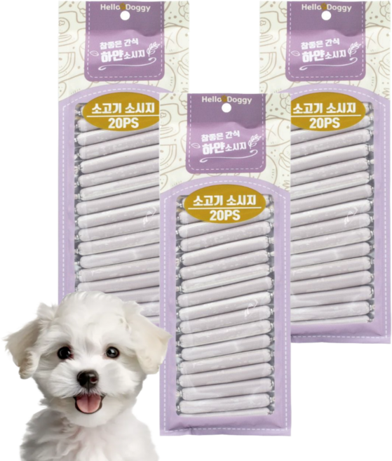 참좋은간식 애견 하얀소시지 20개입, 소고기, 180g, 3개