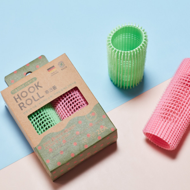 헤어 후크롤 독일제 45mm 100mm, 1세트, 핑크그린