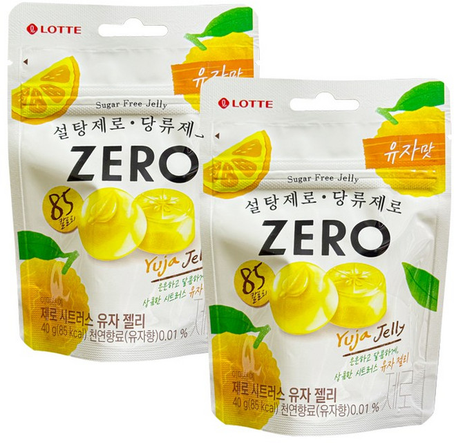 롯데 제로 시트러스 유자 젤리, 40g, 2개