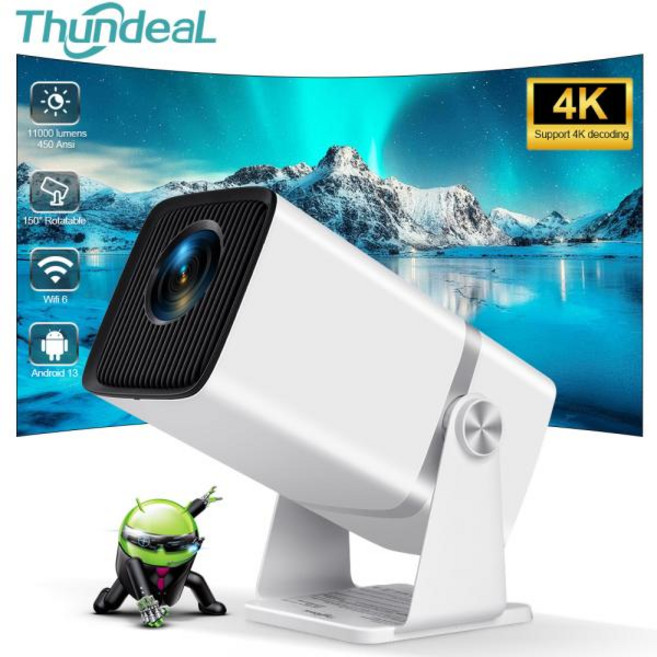 ThundeaL 미니 풀 HD 1080P 프로젝터 TD80W 비디오 영화 2K 4K 안드로이드 홈 시어터 스마트 TV 빔 프로젝터 3D 휴대용 비머, 영국 플러그, Android Version