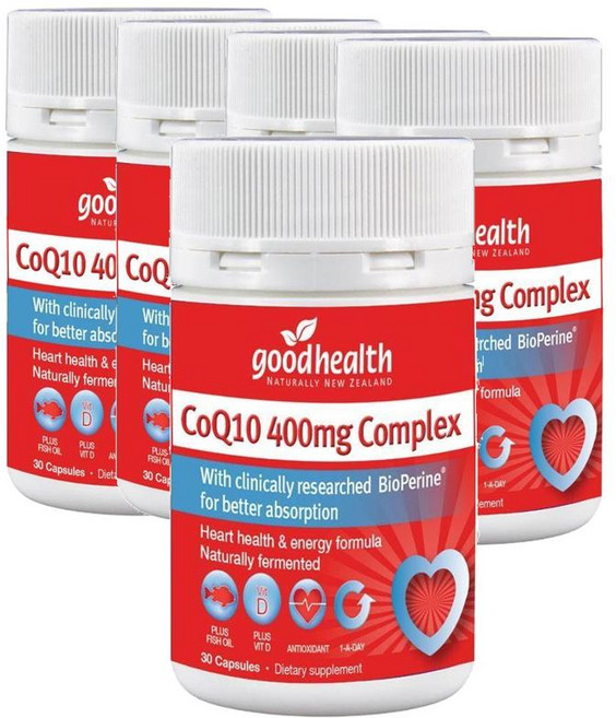 뉴질랜드 굿헬스 Good Health CoQ10 Complex 코큐텐 400mg 복합체, 30정, 5개
