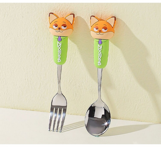 주토피아 캐릭터 스푼 포크세트 숟가락 어린이 유아 키즈 수저세트, 1세트, 스푼포크, 닉