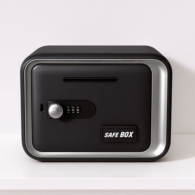사각 미니금고 지폐 디지털 비밀번호 저금통, 네모 저금통-블랙