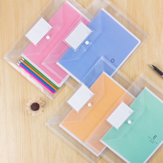 Pyunri A4 똑딱 단추 투명 서류 봉투 클리어 파일 메모 네임 포켓, 30개