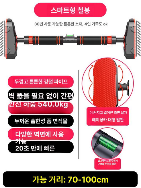 가정용 철봉 스테인리스 실내 턱걸이 문틀 홈짐 풀업바, 스마트 풀업바 70-100cm 하중, 기본 모델명/품번