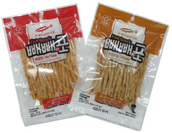 빼빼어포 매운맛-5개+오리지널-5개 혼합, 24g, 1세트