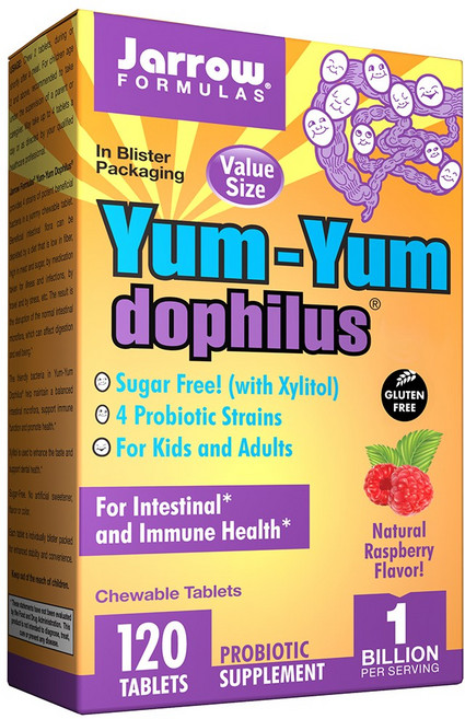 Jarrow FORMULAS 賈羅公式 益生菌素食錠片 覆盆子口味, 120顆, 1罐