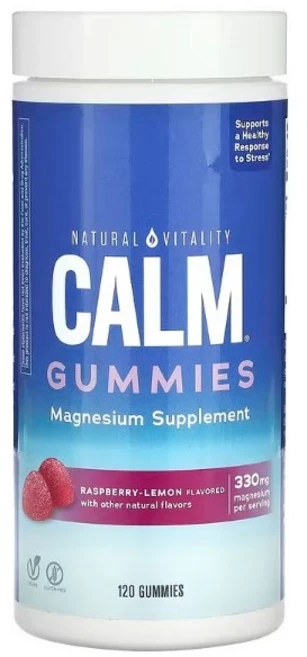 내츄럴바이탈리티 캄 마그네슘 330mg 라즈베리 레몬 맛 구미, 1개, 120정 - 쿠팡