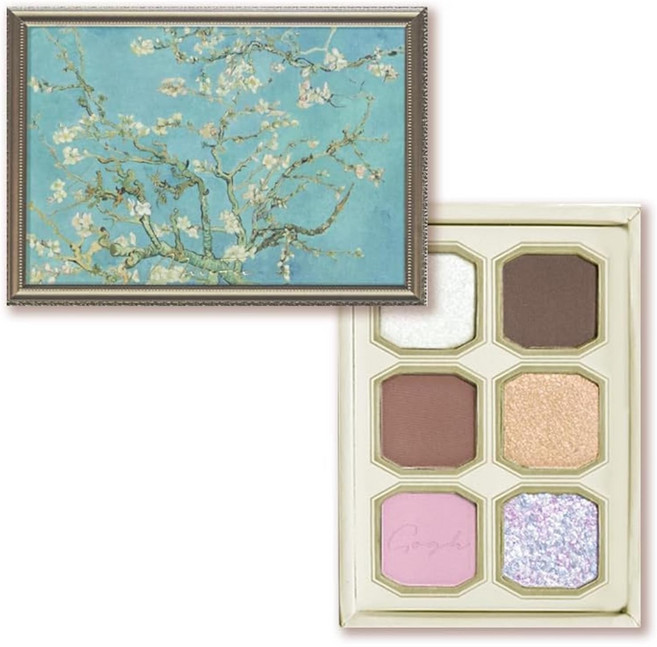 MilleFee 밀피 그림 아이섀도우 팔레트 6색 아이 메이크업 팔레트, 09 아몬드 나무의 꽃이 핀 가지, 1개