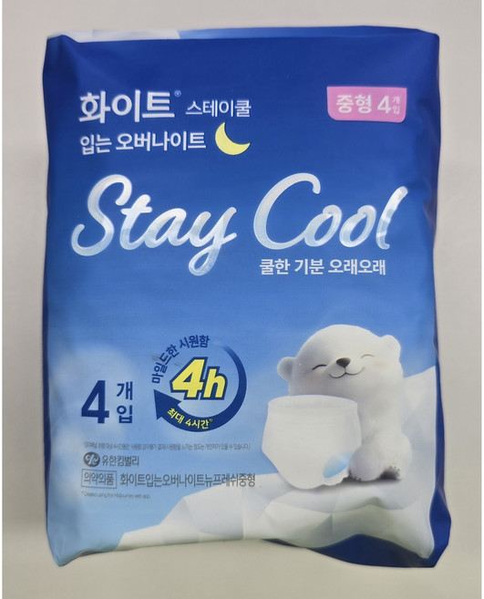 화이트 스테이쿨 입는 오버나이트 중형 4개입, 3개