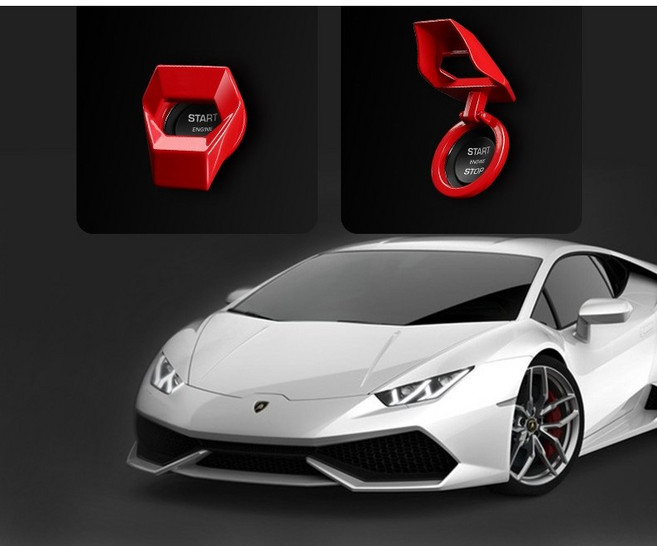 자동차 시동버튼커버 람보르기니 엔진 스타트 버튼 차량 실내 부착 스위치, 1개, 람보 카본 수전사