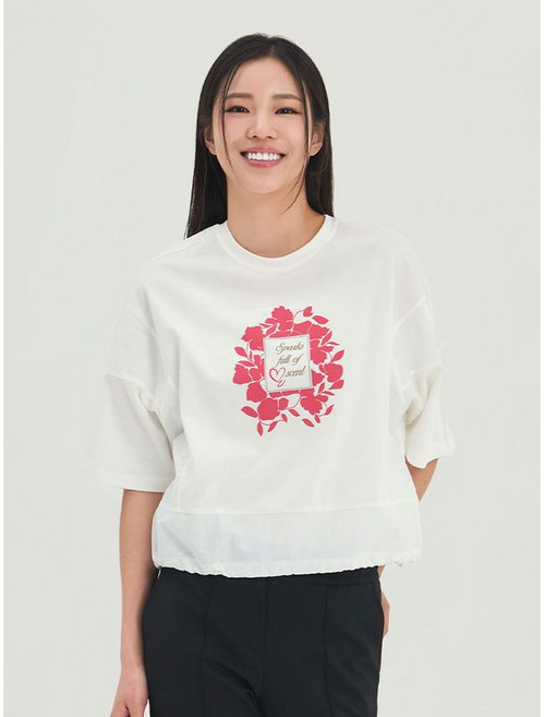디즈니골프 스팍스 여성 아트웍 스트링 루즈핏 라운드 반팔 티셔츠 SP1LTR007