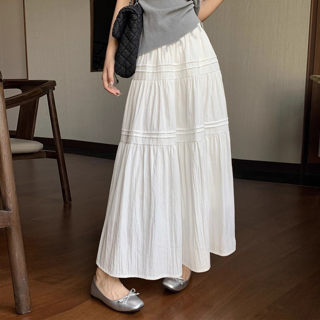 COSYEVNO 여성 플리츠 레이어드 롱 스커트 Tzkycq-9