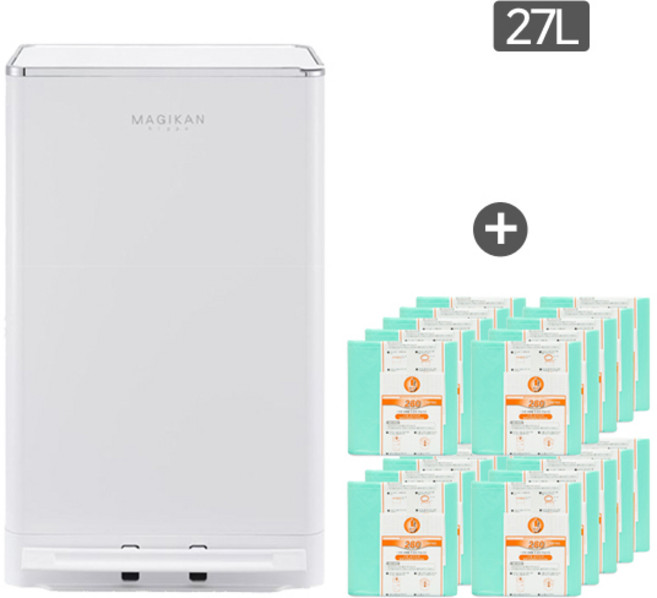 매직캔 휴지통 쓰레기통 크롬히포 271L 화이트 (추가 리필 20롤), 그레이