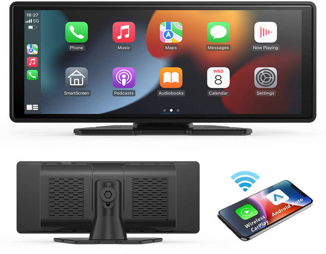 카플레이 모니터 자동차 스크린용 범용 휴대용 무선 스크린 스테레오 안드로이드 오토 터치스크린, Without Rear Camera