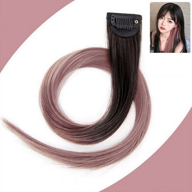 1+1 시크릿 투톤 헤어 브릿지 붙임 머리 피스 발레아쥬 부분 가발, 투톤에쉬핑크, 2개