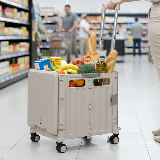 홈스월드 4세대 우레탄4바퀴 무소음 접이식 폴딩카트 65L 쇼핑마트 멀티카트 핸드카트 장바구니캐리어, 01. 4륜 핸드카트 프리미엄, 1개, 블랙