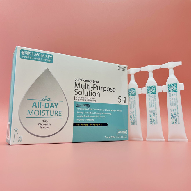 올데이모이스처20 2팩 일회용 렌즈세척액 보존액 세정액 렌즈관리용액, 40개, 10ml