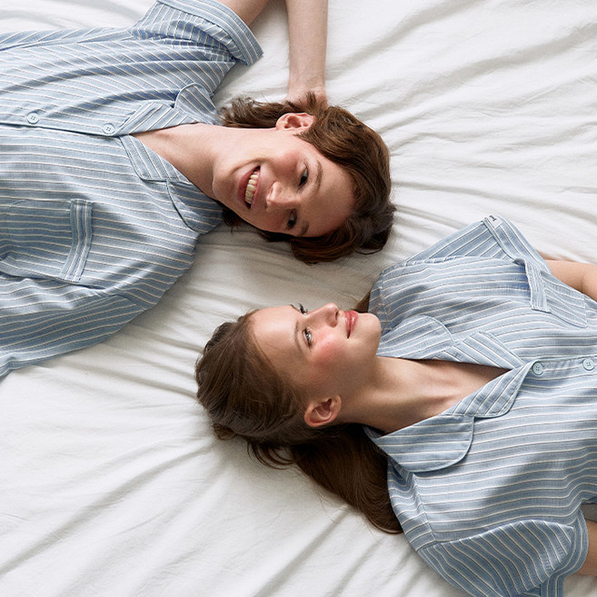 주디앤 빌리지블루 반팔 잠옷 파자마세트