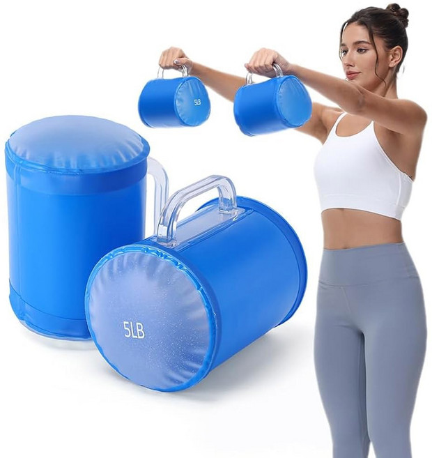 DEIRIS 물 덤벨 채우기 훈련 여행 무게 세트 40Lbs 30Lbs 20Lbs 10Lbs 4Lbs 덤벨 쌍 각 20/15/10/5/2Lbs 근력 운동 피트니스, 5 Blue 10lbs pair/2 x 5lbs eac