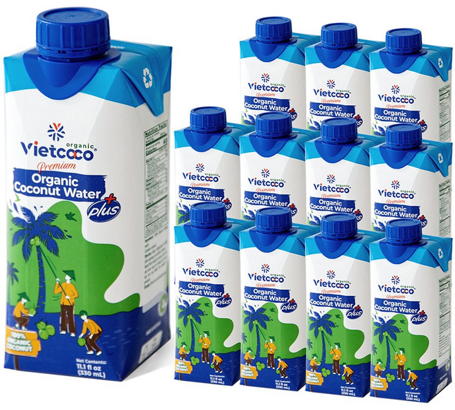 비엣코코 프리미엄 오가닉 코코넛워터 플러스, 12개, 330ml