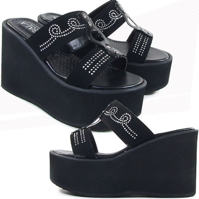 [슈엔몰] FT24 / 10cm 가벼운통굽 여성슬리퍼 여름 웨지힐 샌들 신발