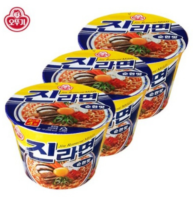 오뚜기 진라면 순한맛 용기, 3개